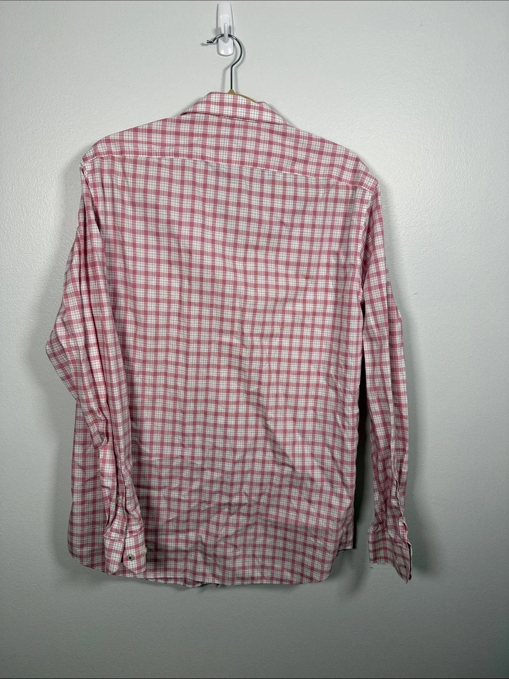 Banana Republic Pink and White Plaid Button-Down Shirt Standard Fit Large